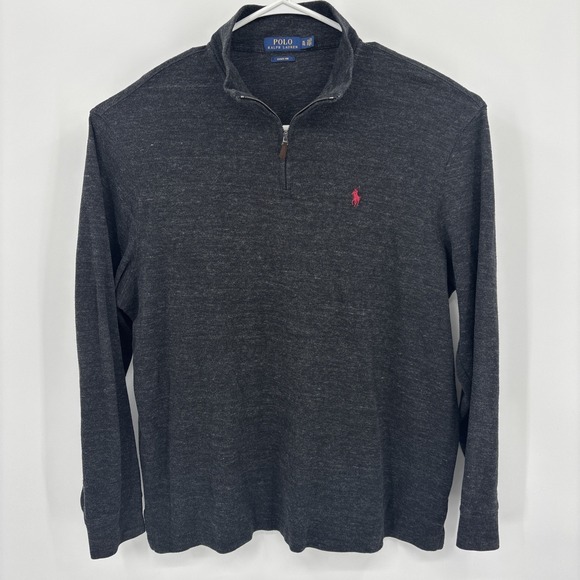 Polo Ralph Lauren Other - Polo Ralph Lauren Mens Estate Rib Quarter Zip Heather Black Gray Size XL